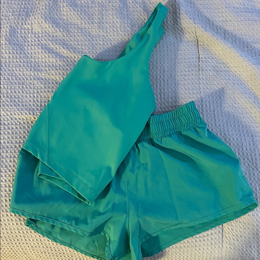 Teal One-Shoulder Top and Shorts Set